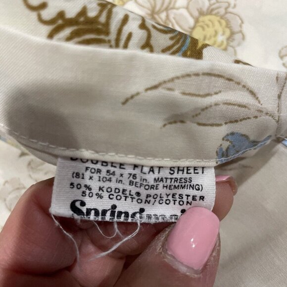 Vintage Springmaid Full Flat Sheet & 1 Pillowcase Wondercale Multicolor Floral - Picture 5 of 5